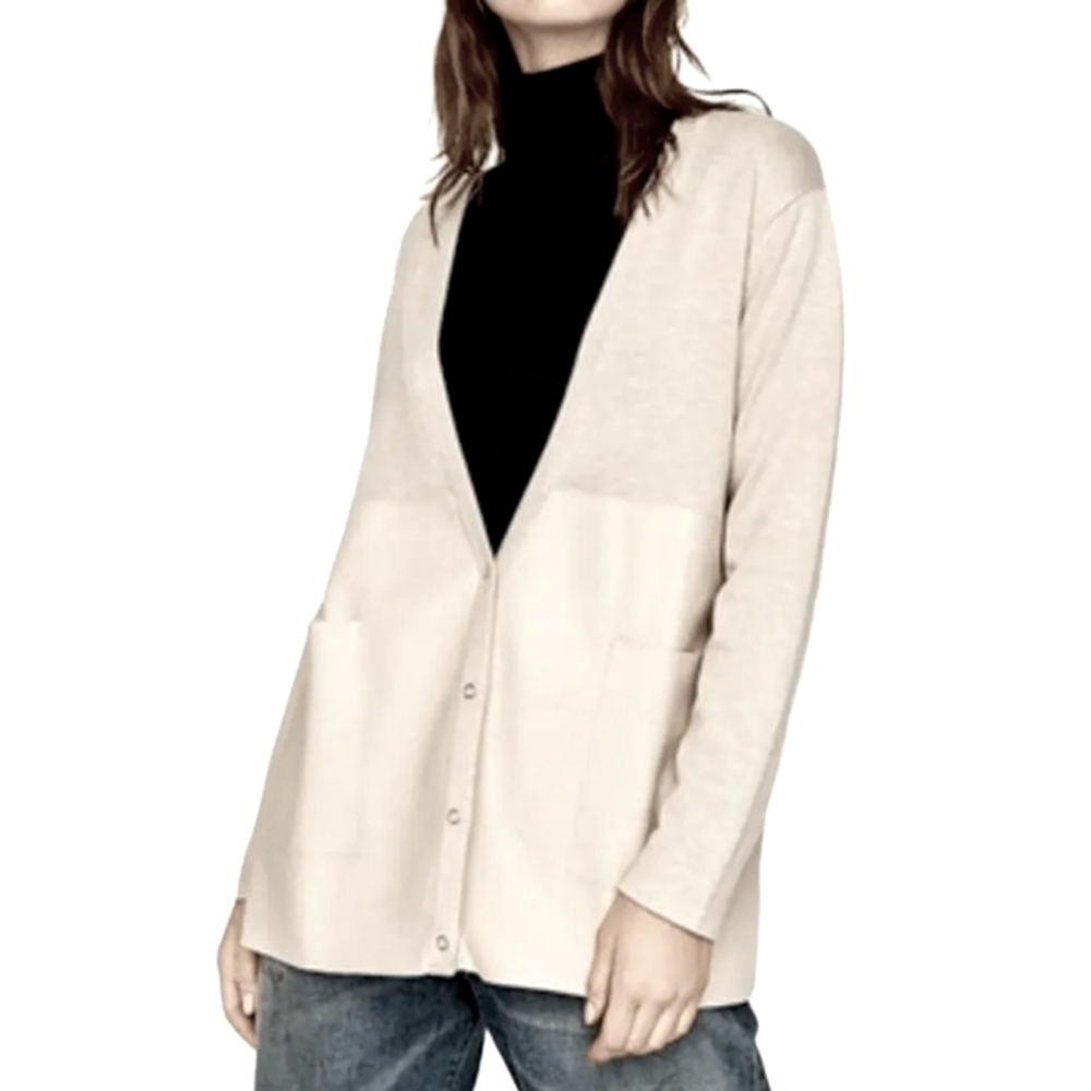 ZARA Knit and Faux Leather Cardigan - Size S